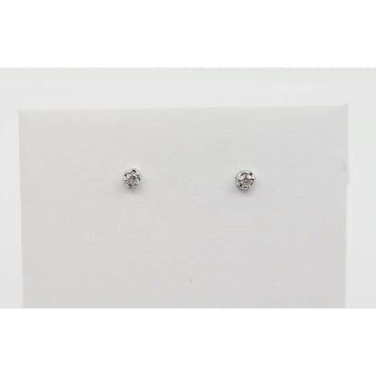 14K White Gold Round Cut Diamond Stud Earrings
