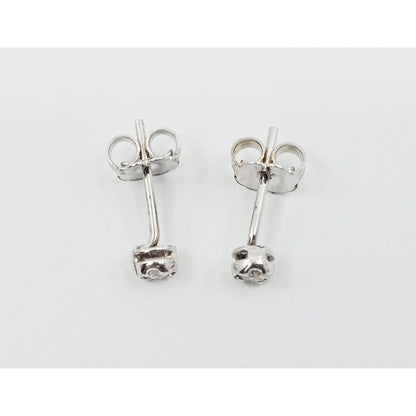 14K White Gold Round Cut Diamond Stud Earrings