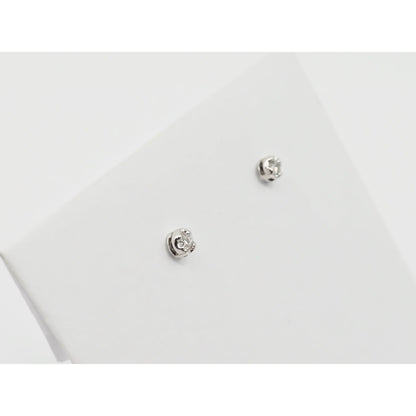 14K White Gold Round Cut Diamond Stud Earrings