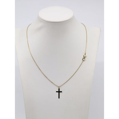 14K Yellow Gold Resizable Infinity Cross Charm Pendant Cable Link Chain Necklace