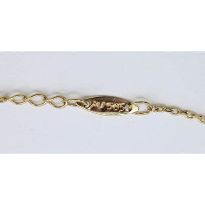 14K Yellow Gold Resizable Infinity Cross Charm Pendant Cable Link Chain Necklace