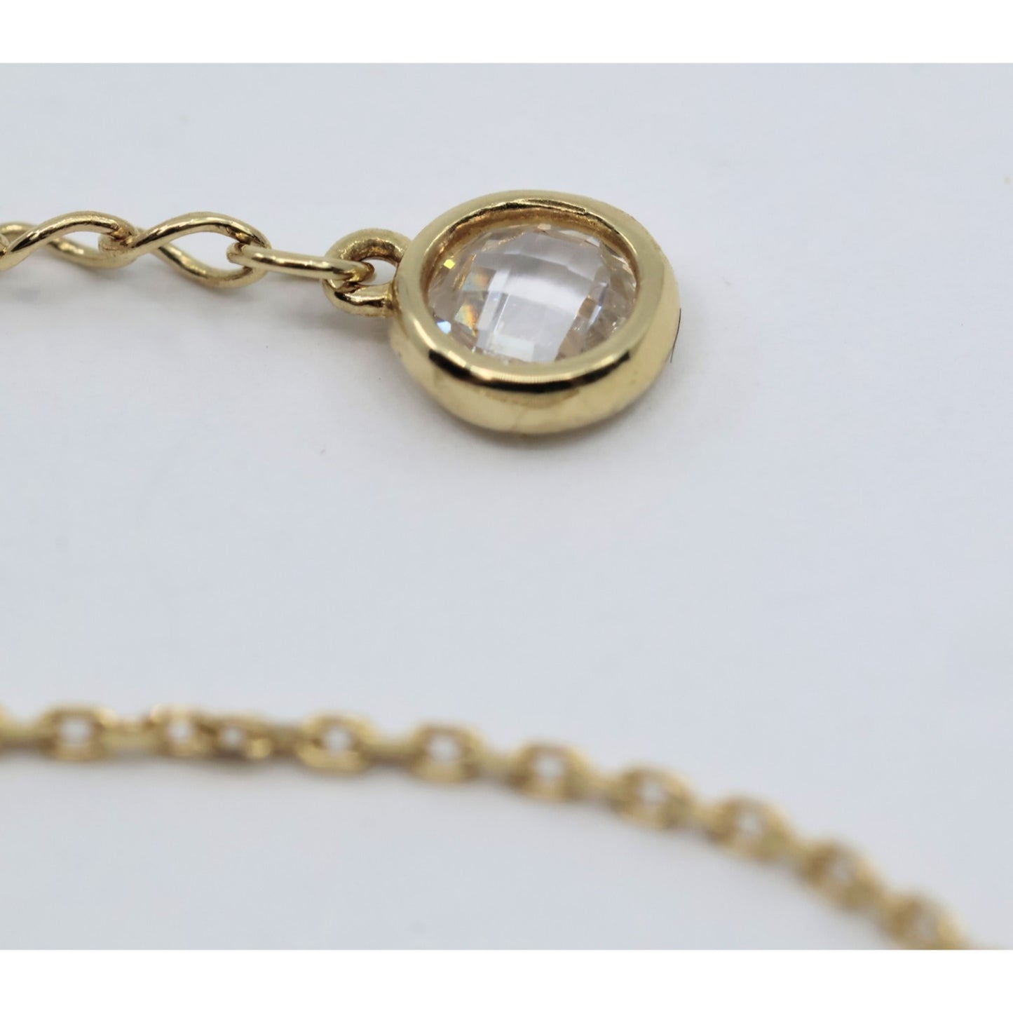 14K Yellow Gold Resizable Infinity Cross Charm Pendant Cable Link Chain Necklace