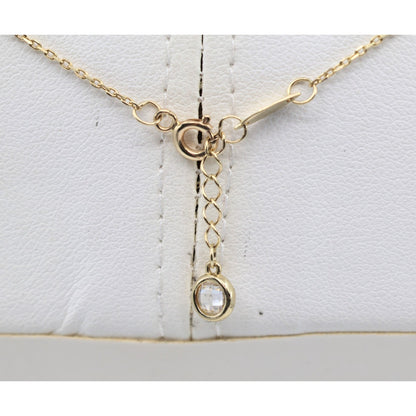 14K Yellow Gold Resizable Infinity Cross Charm Pendant Cable Link Chain Necklace