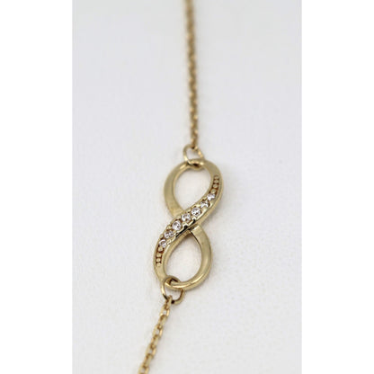 14K Yellow Gold Resizable Infinity Cross Charm Pendant Cable Link Chain Necklace