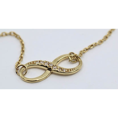 14K Yellow Gold Resizable Infinity Cross Charm Pendant Cable Link Chain Necklace