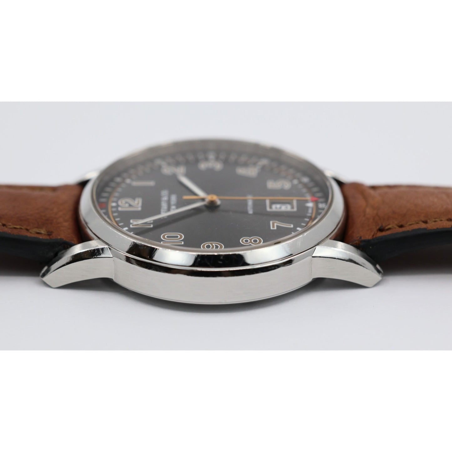 Tiffany & Co. CT60 Stainless Steel 40mm Men's Watch Brown Leather Band Gray Dial