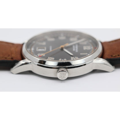 Tiffany & Co. CT60 Stainless Steel 40mm Men's Watch Brown Leather Band Gray Dial