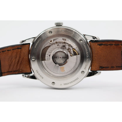 Tiffany & Co. CT60 Stainless Steel 40mm Men's Watch Brown Leather Band Gray Dial