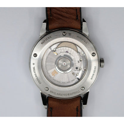 Tiffany & Co. CT60 Stainless Steel 40mm Men's Watch Brown Leather Band Gray Dial