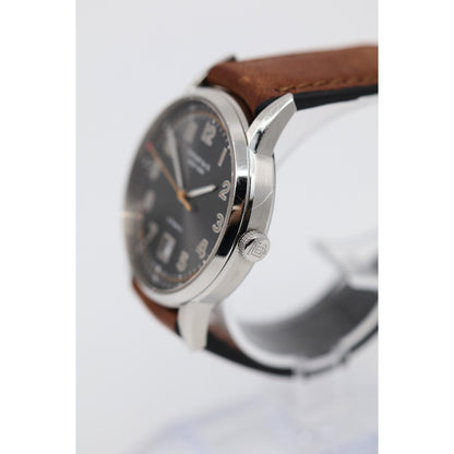 Tiffany & Co. CT60 Stainless Steel 40mm Men's Watch Brown Leather Band Gray Dial
