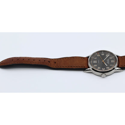 Tiffany & Co. CT60 Stainless Steel 40mm Men's Watch Brown Leather Band Gray Dial