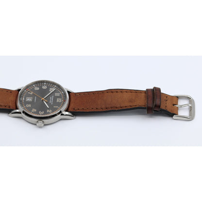 Tiffany & Co. CT60 Stainless Steel 40mm Men's Watch Brown Leather Band Gray Dial