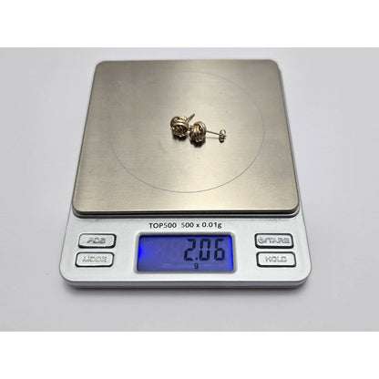 14K Yellow Gold Twist Knot Diamond Stud Earrings