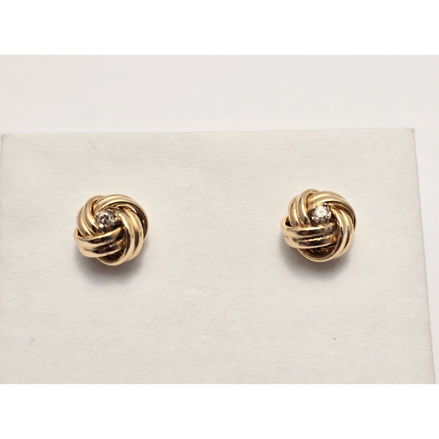 14K Yellow Gold Twist Knot Diamond Stud Earrings