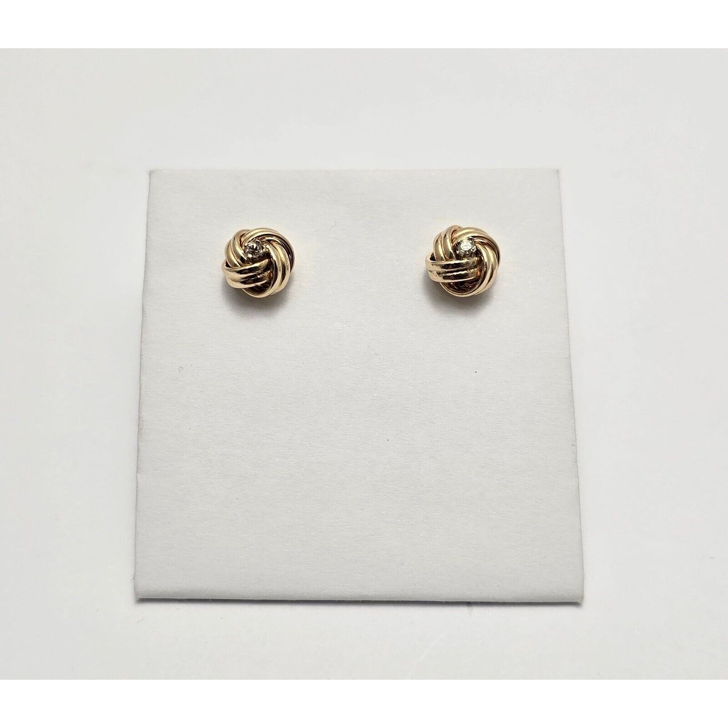 14K Yellow Gold Twist Knot Diamond Stud Earrings