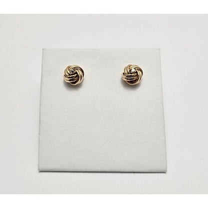 14K Yellow Gold Twist Knot Diamond Stud Earrings