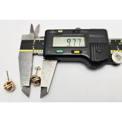 14K Yellow Gold Twist Knot Diamond Stud Earrings