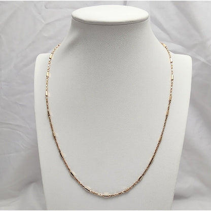 14K Rose Gold Bar & Rope Chain Necklace