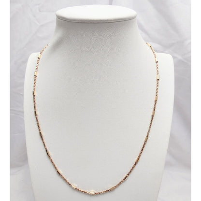 14K Rose Gold Bar & Rope Chain Necklace