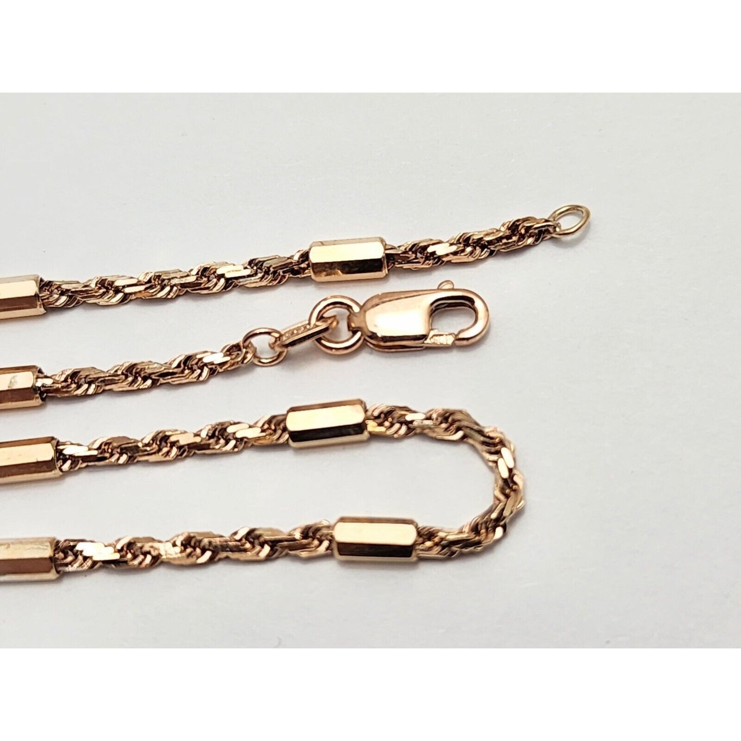 14K Rose Gold Bar & Rope Chain Necklace