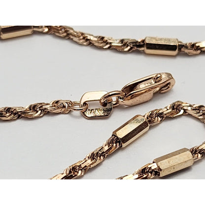 14K Rose Gold Bar & Rope Chain Necklace