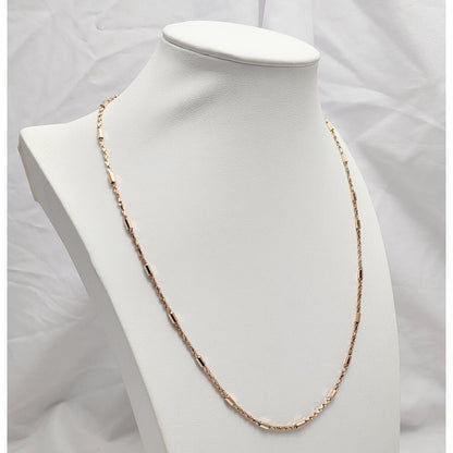 14K Rose Gold Bar & Rope Chain Necklace