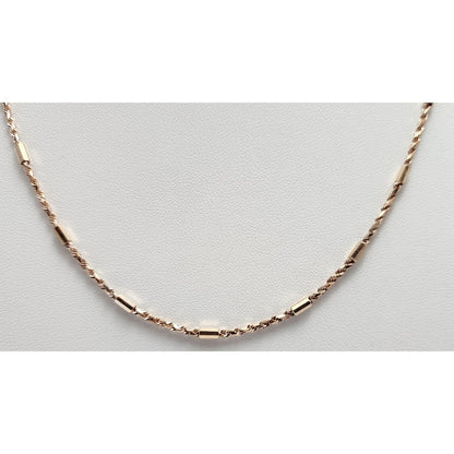 14K Rose Gold Bar & Rope Chain Necklace