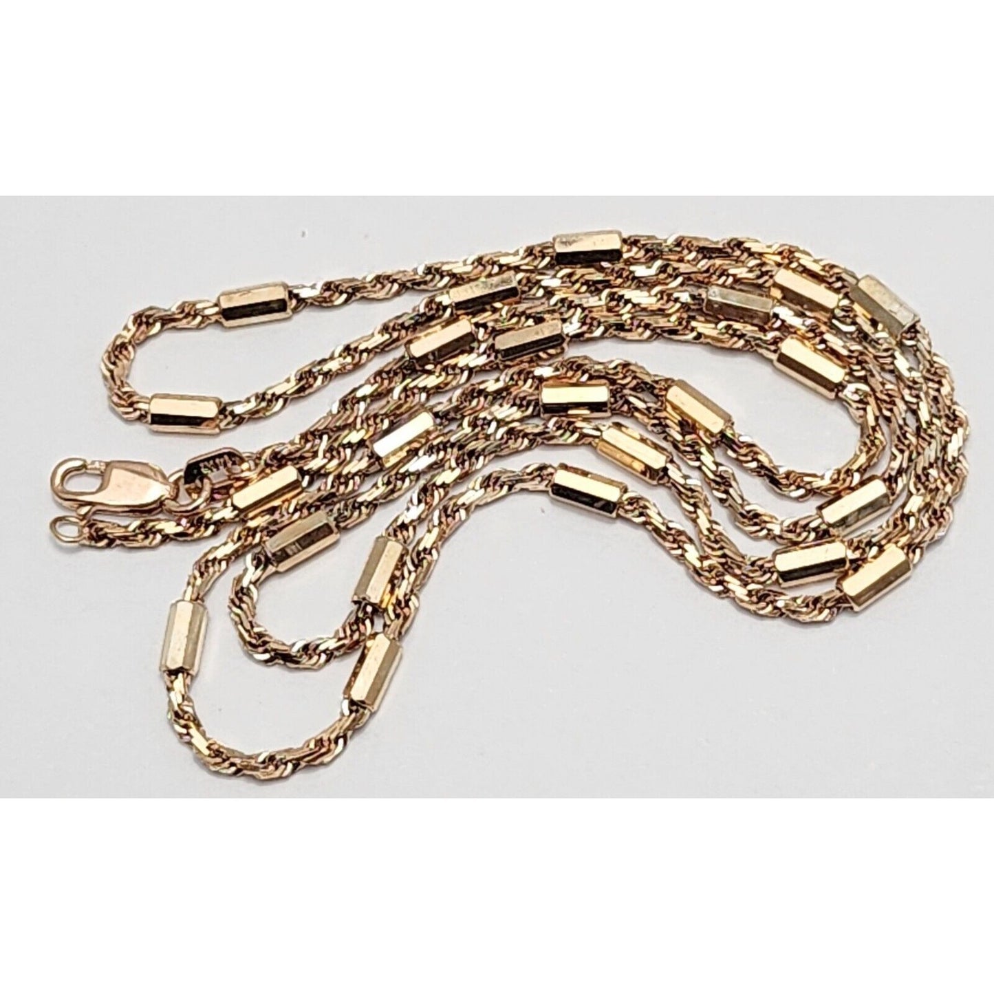 14K Rose Gold Bar & Rope Chain Necklace