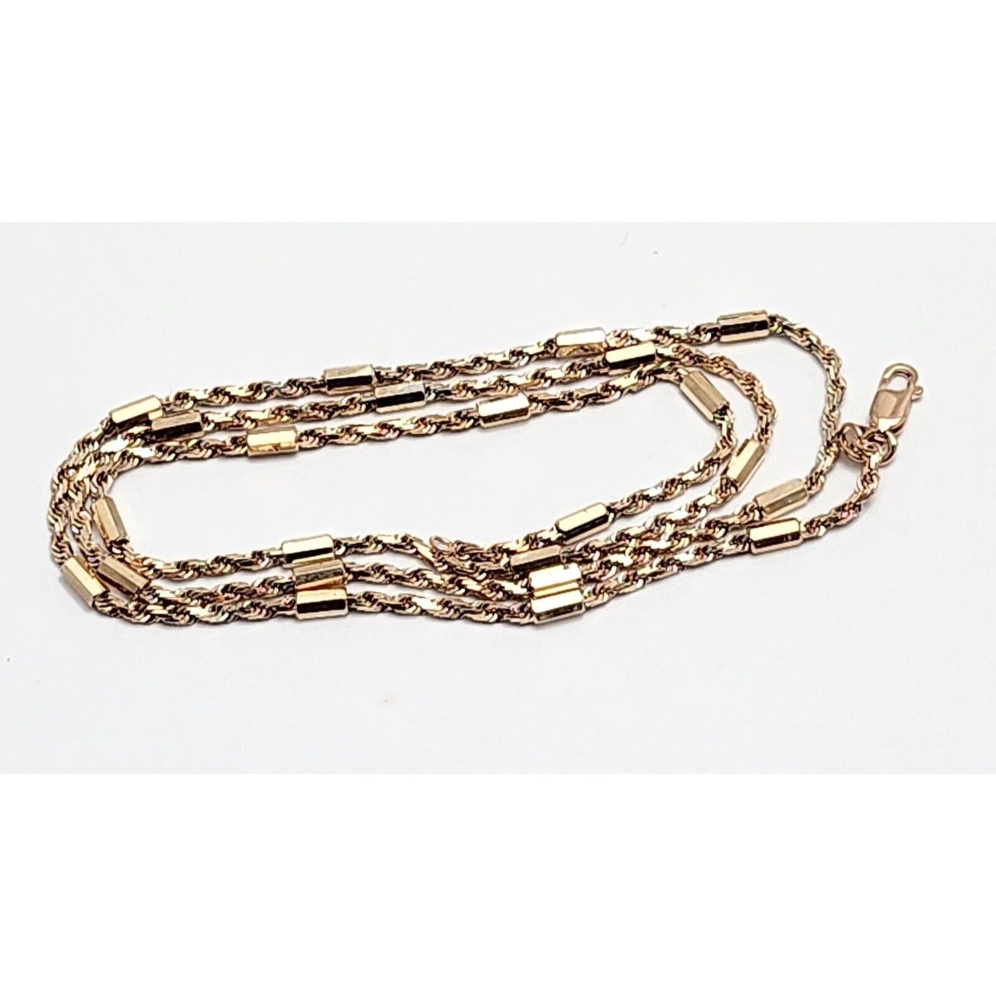 14K Rose Gold Bar & Rope Chain Necklace