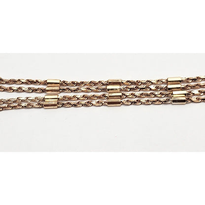 14K Rose Gold Bar & Rope Chain Necklace