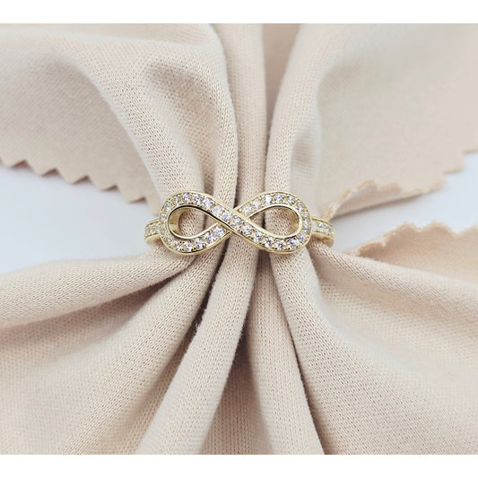 14K Yellow Gold Infinity Symbol CZ Ring