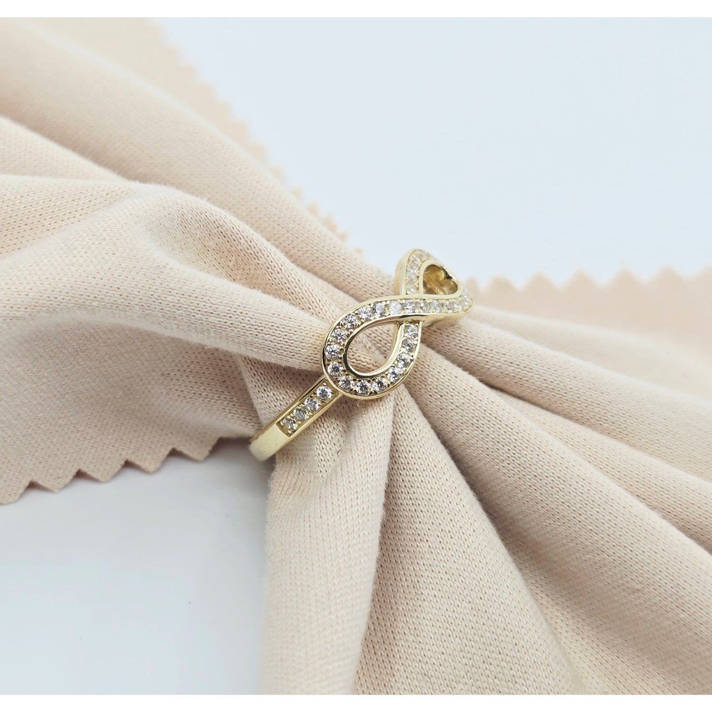 14K Yellow Gold Infinity Symbol CZ Ring