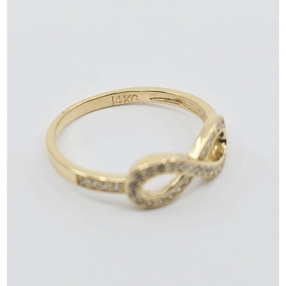 14K Yellow Gold Infinity Symbol CZ Ring