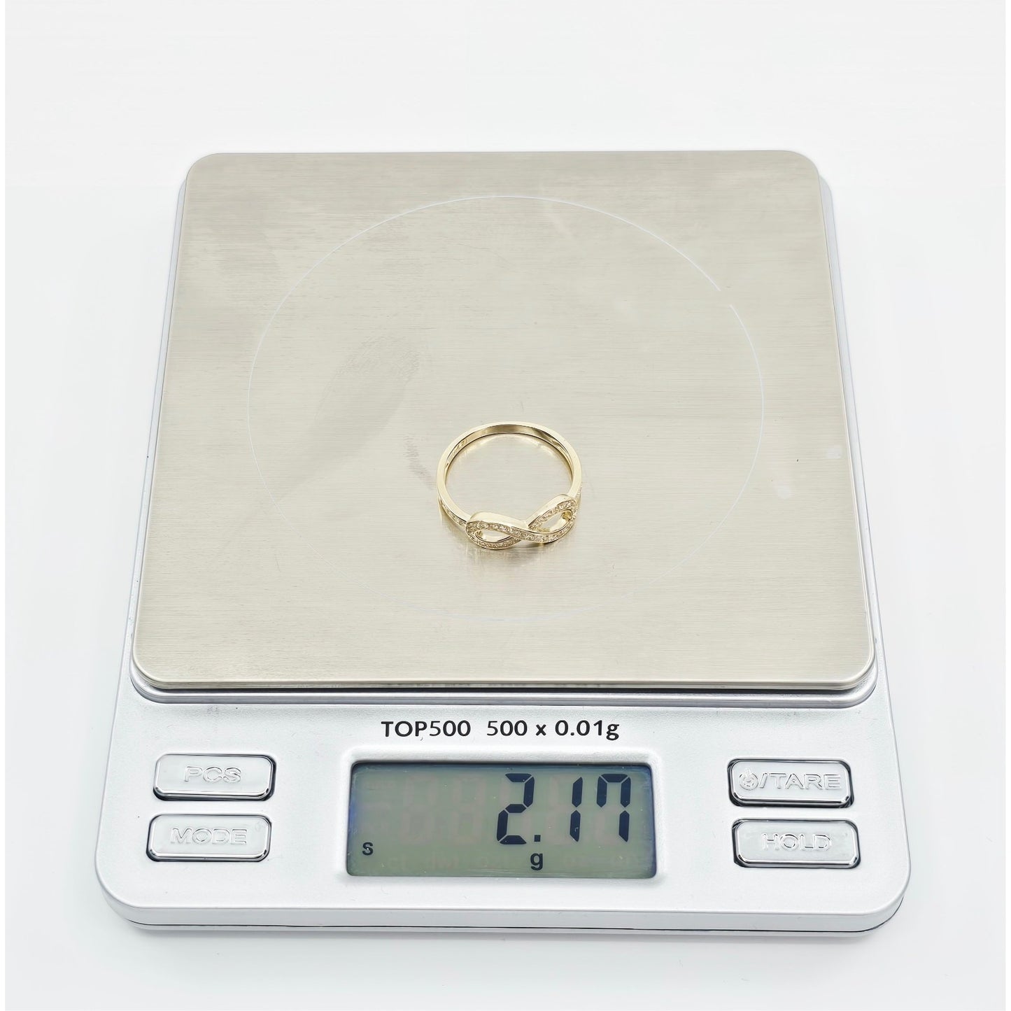 14K Yellow Gold Infinity Symbol CZ Ring