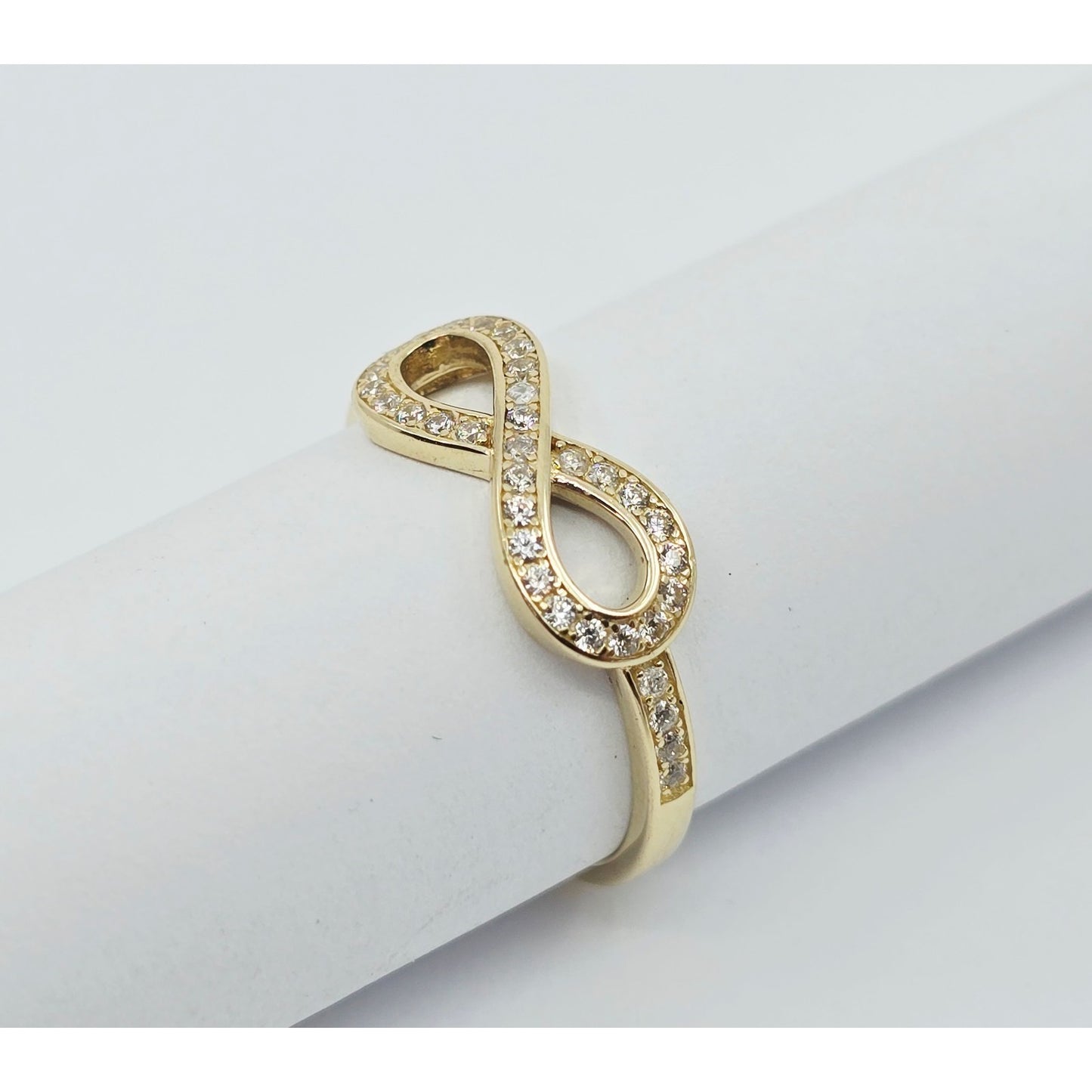 14K Yellow Gold Infinity Symbol CZ Ring