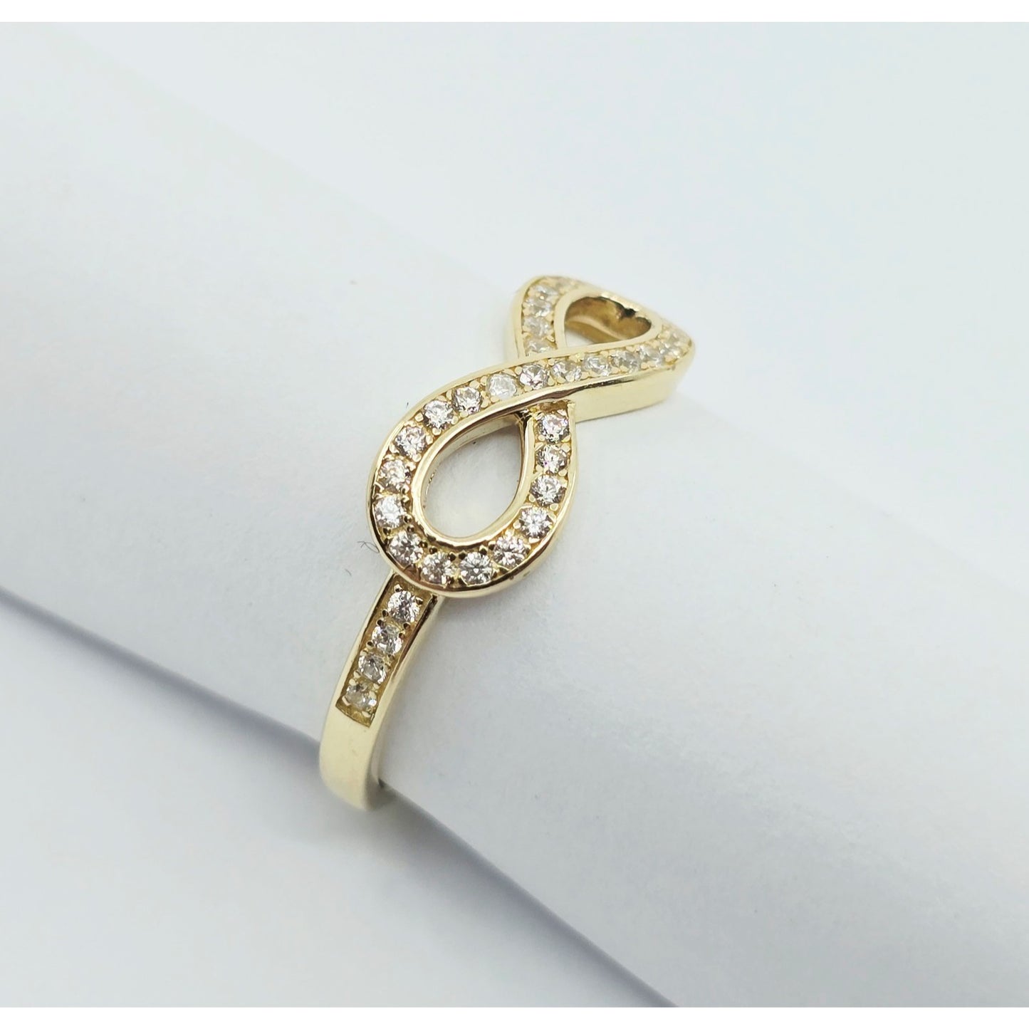 14K Yellow Gold Infinity Symbol CZ Ring