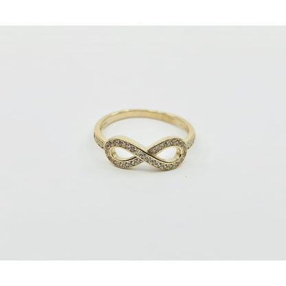 14K Yellow Gold Infinity Symbol CZ Ring