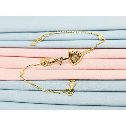 18K Yellow Gold Motion Enamel V Resizable Link Chain Bracelet