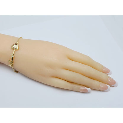 18K Yellow Gold Motion Enamel V Resizable Link Chain Bracelet