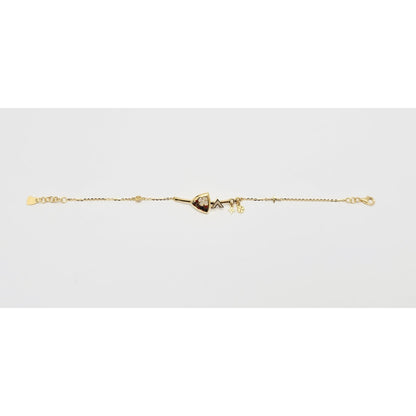 18K Yellow Gold Motion Enamel V Resizable Link Chain Bracelet