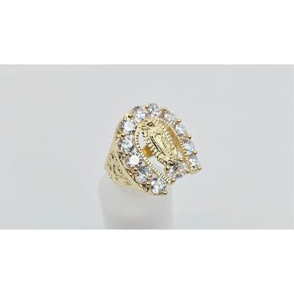 14K Yellow Gold Saint Mary Guadalupe CZ Ring