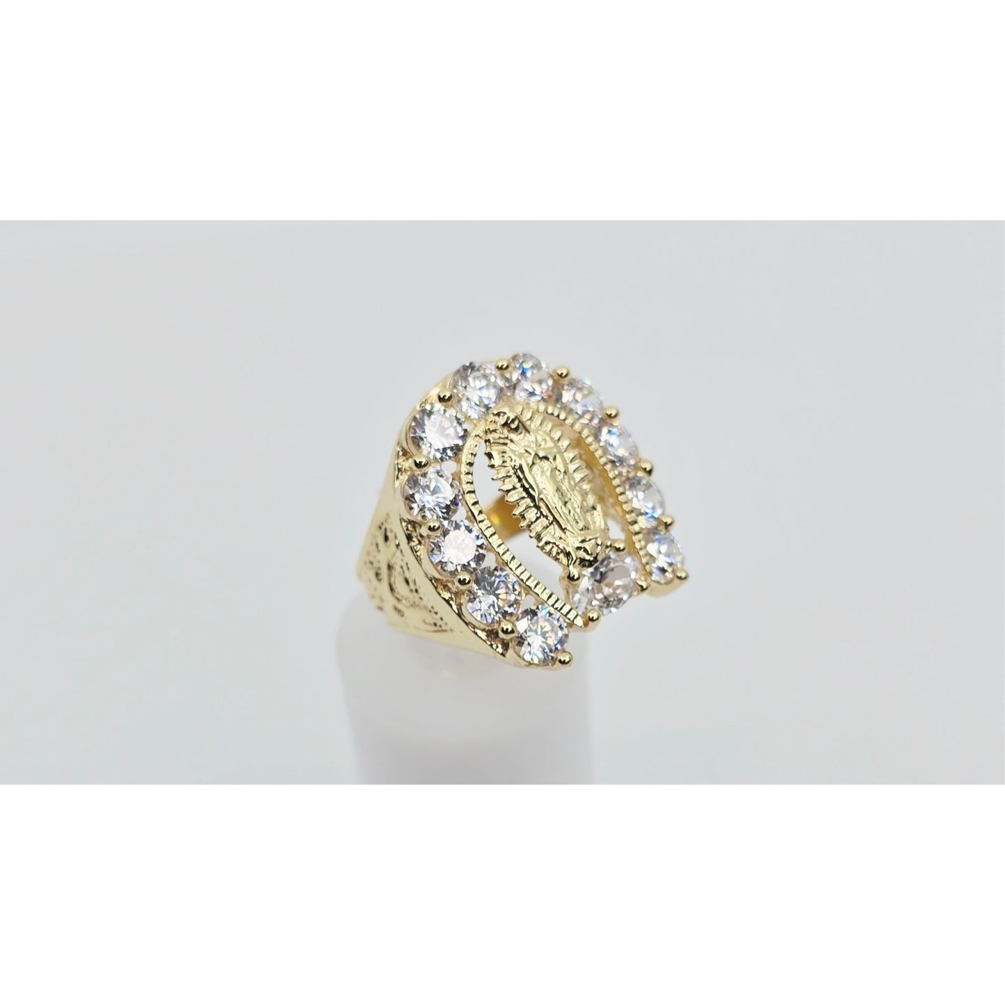 14K Yellow Gold Saint Mary Guadalupe CZ Ring