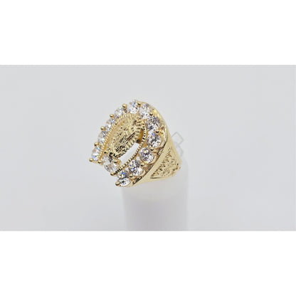14K Yellow Gold Saint Mary Guadalupe CZ Ring