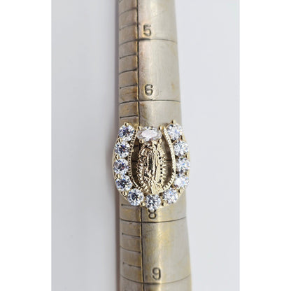 14K Yellow Gold Saint Mary Guadalupe CZ Ring