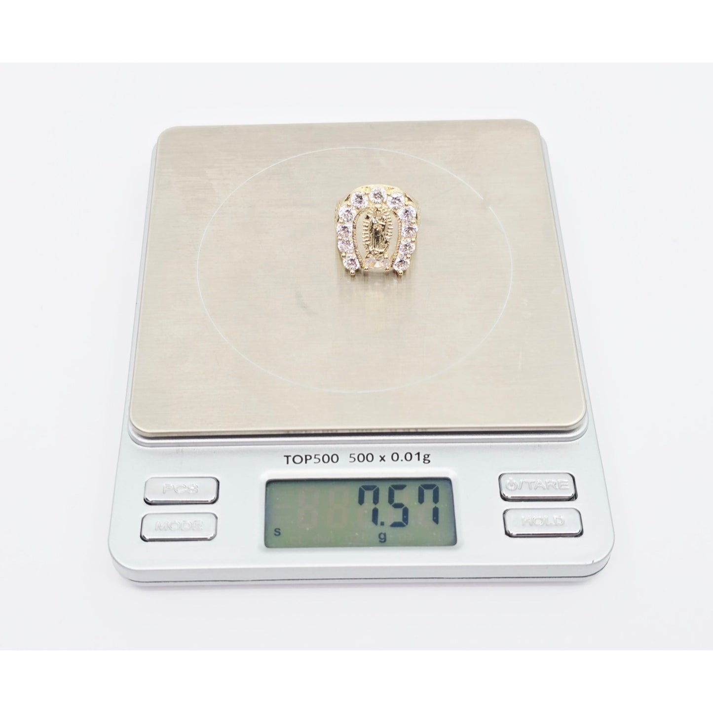 14K Yellow Gold Saint Mary Guadalupe CZ Ring