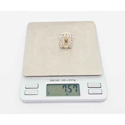 14K Yellow Gold Saint Mary Guadalupe CZ Ring