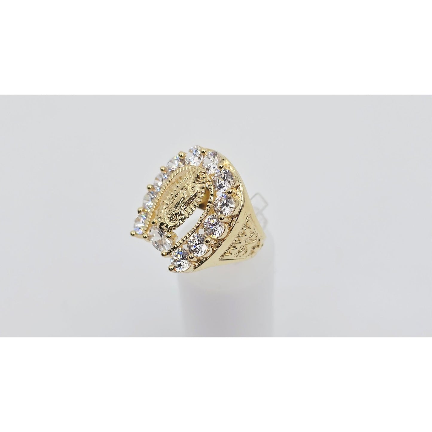 14K Yellow Gold Saint Mary Guadalupe CZ Ring