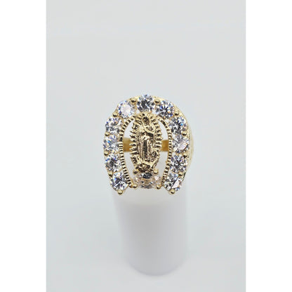 14K Yellow Gold Saint Mary Guadalupe CZ Ring