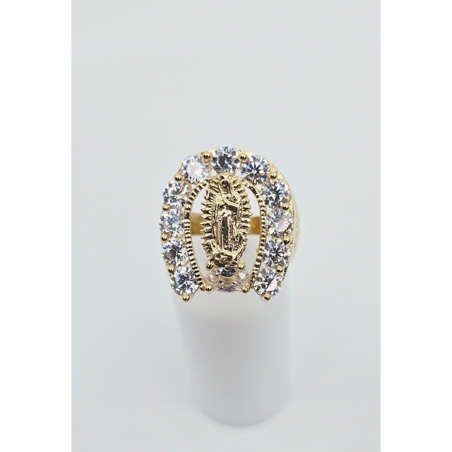 14K Yellow Gold Saint Mary Guadalupe CZ Ring