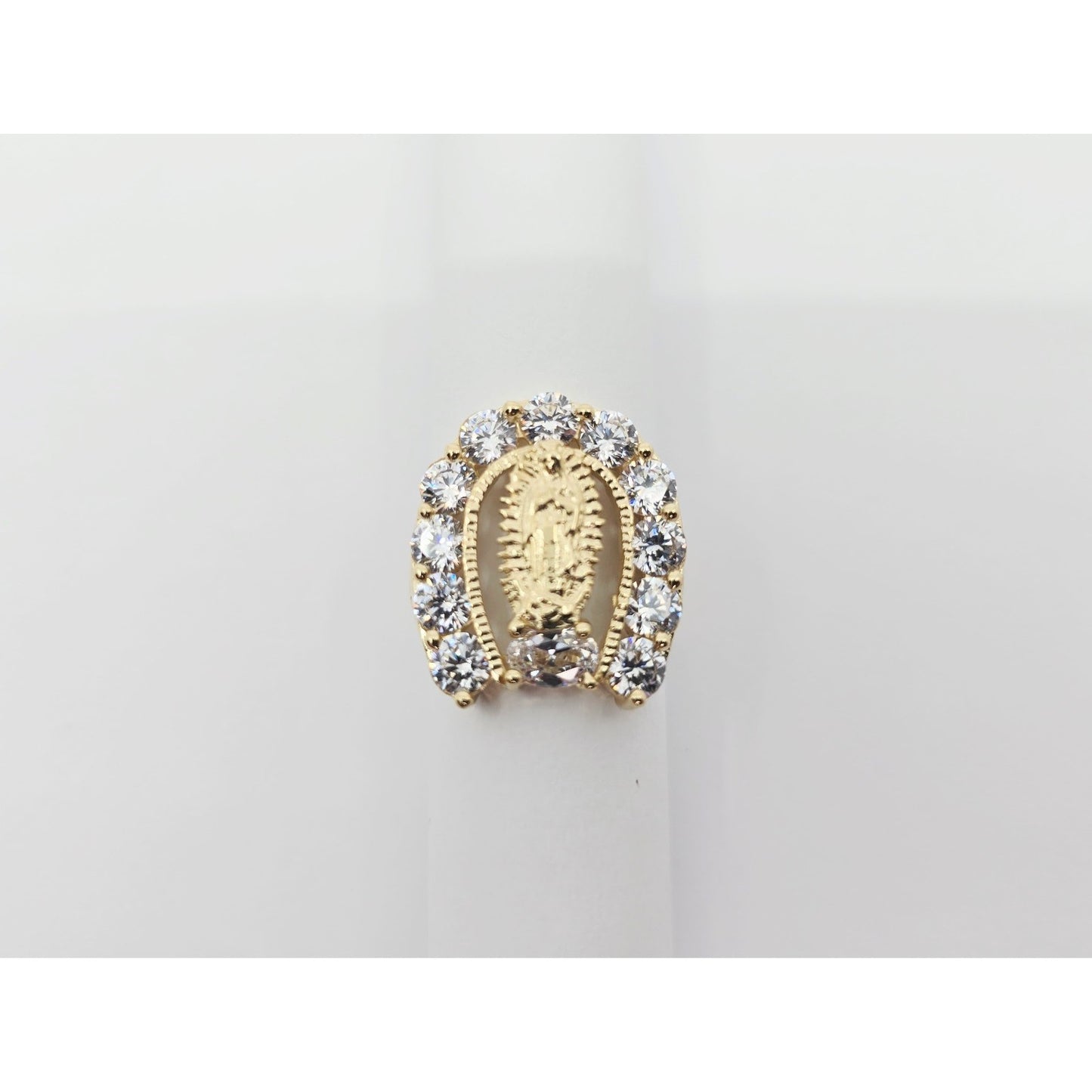 14K Yellow Gold Saint Mary Guadalupe CZ Ring